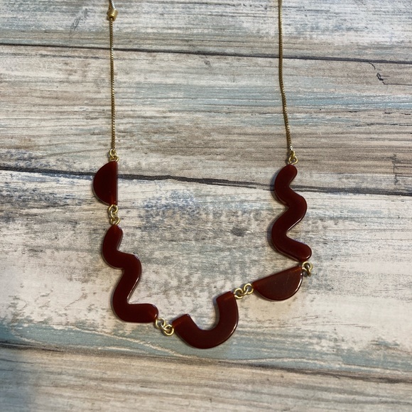 Madewell Shapes acrylic Necklace gold Tone Box Chain Adjustable slide - Picture 1 of 10